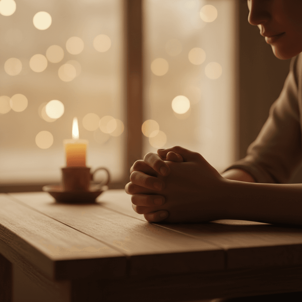 Hands in prayer and reflection