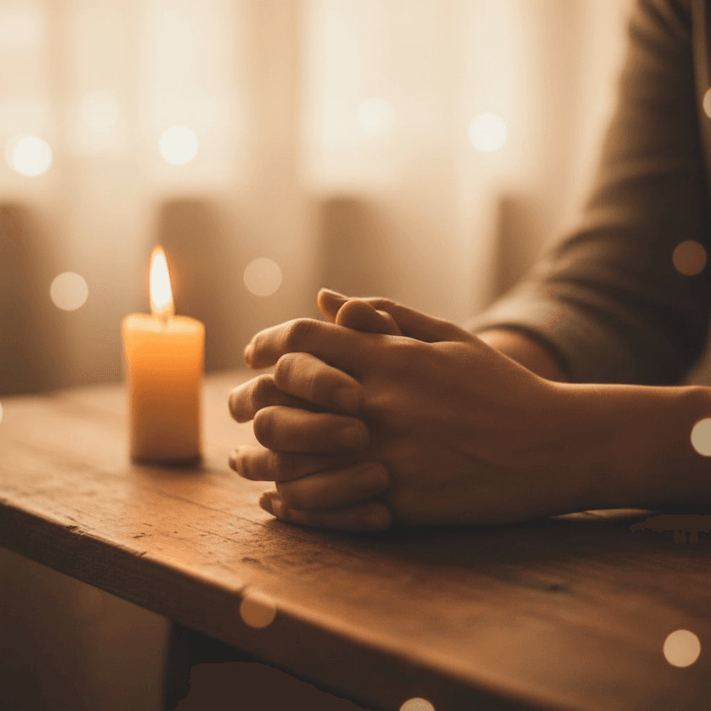 Person's hands in prayer or meditation