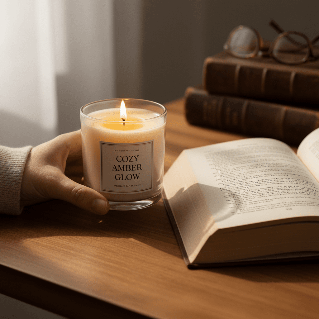 Open book with candlelight
